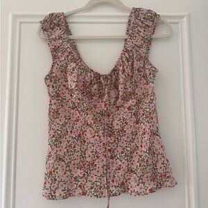 Ciao Lucia Pink Floral Sleeveless Smocked Blouse
